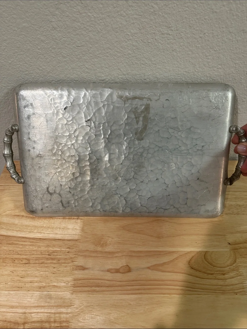 Everlast Metal Hand Forged Aluminum Serving Tray Bali Bamboo MCM